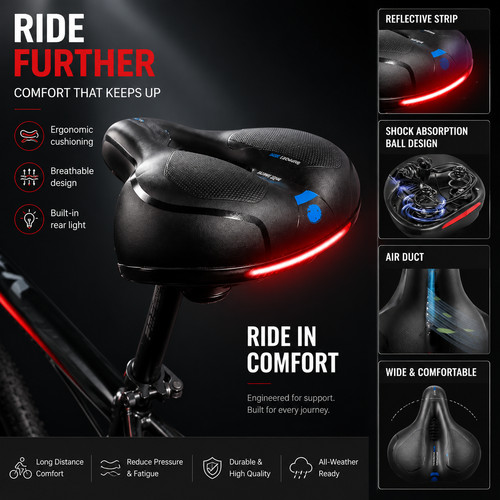 Ergonomic gel bicycle seat - ergonomic,